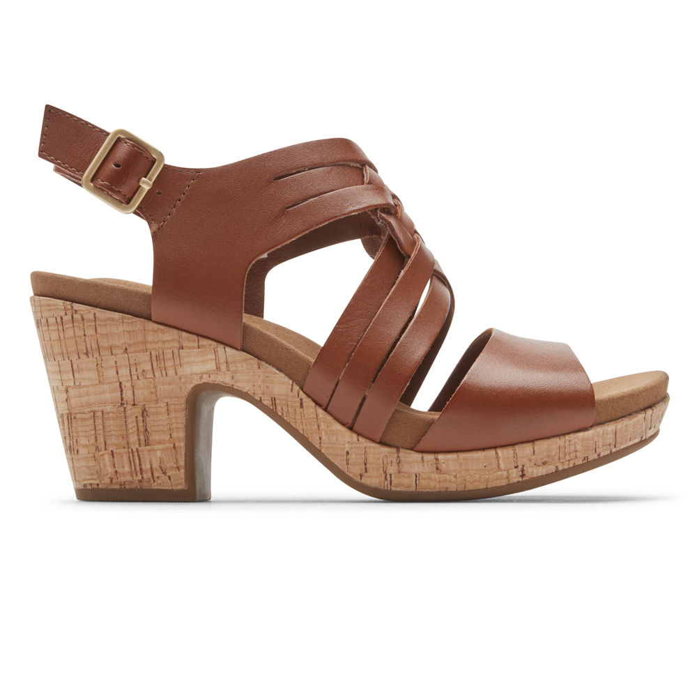 Rockport Sandaler Dame Brune - Vivianne Woven Slingback - NRUG47526